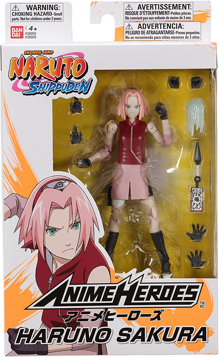 Bandai Anime Heroes Naruto Shippuden Sakura Haruno 6.5-Inch Figure — 20+ Points of Articulation, Switchable Hands, Premium Manga Packaging