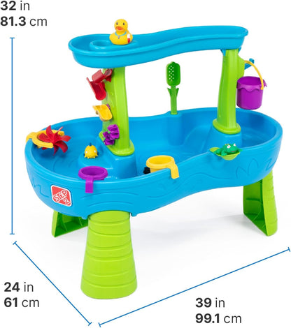 Toddler Rain Shower Water Table – Backyard Sensory Splash Playset with Accessories