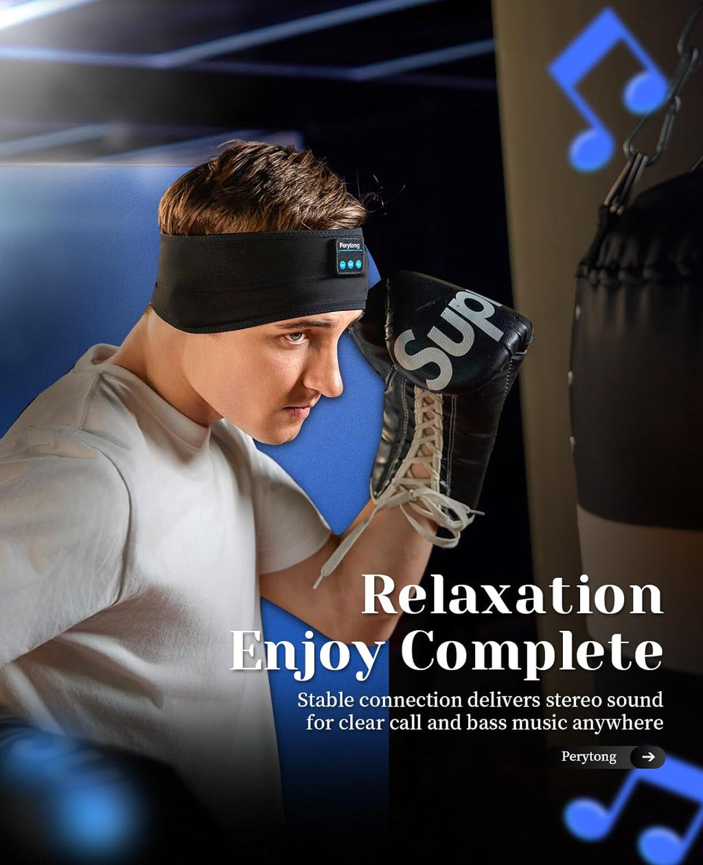 Perytong Bluetooth Sleep Headband Headphones — Ultra-Thin HD Speakers, 10Hr Battery, Bluetooth 5.4, Workout & Sleep Headphones for Side Sleepers