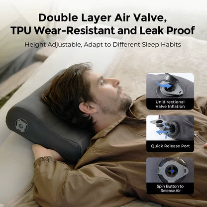FLEXTAIL Ergonomic Inflatable Camping Pillow - Lightweight, Washable, and Adjustable Height for Ultimate Comfort at Home and on the Go