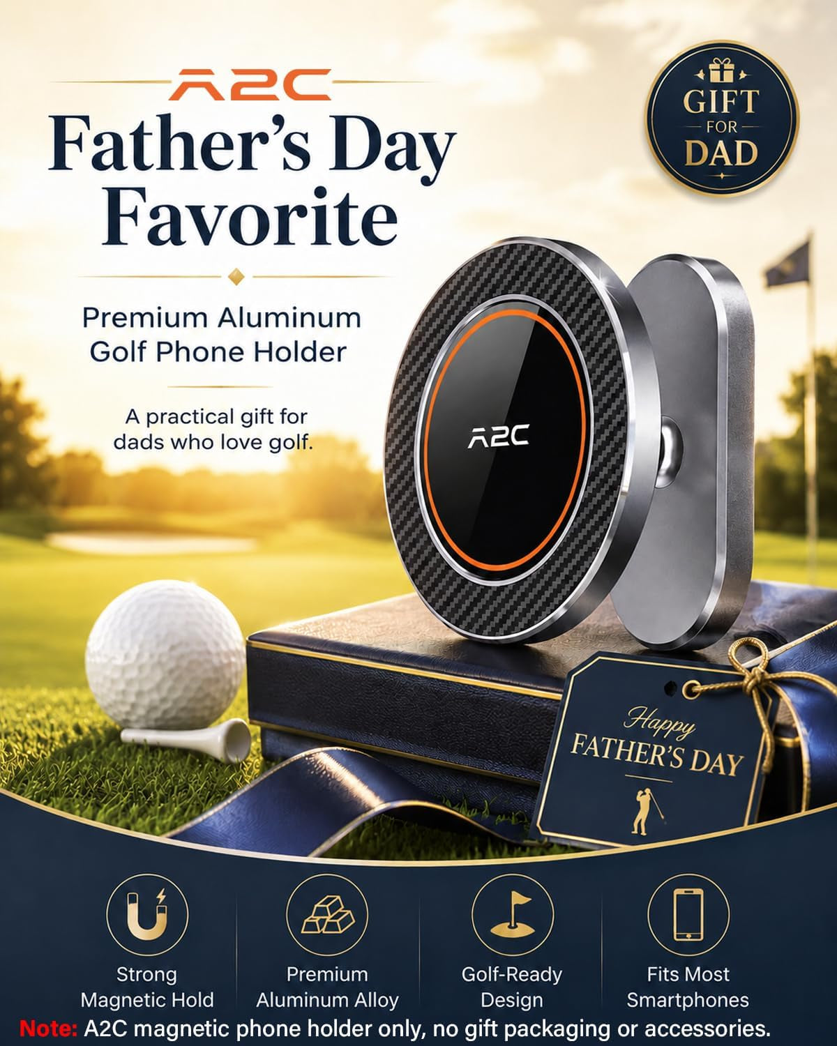 Alloy Magnetic Golf Cart Phone Holder for Magsafe Iphone, Unique Fathers Day Golf Gifts for Men Dad Him Husband Ladies Her Golfers, Golf Accessories Essentials Gadgets Fits EZGO, Club Car, Yamaha