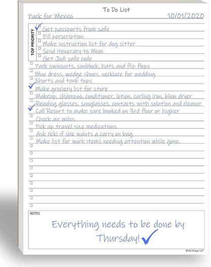 Daily To Do List Notepad — Priority Checklist Planner Pad, Task Organizer, 100 GSM, Multiple Sizes, Undated, Home & Office