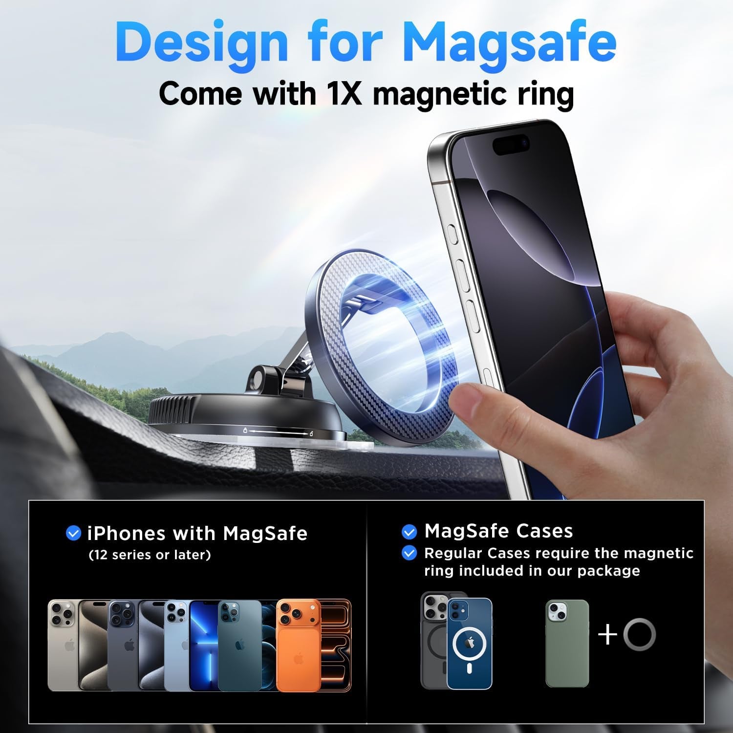 Magnetic Car Phone Holder – 360° Adjustable Suction Mount for GPS, Calls & Commutes