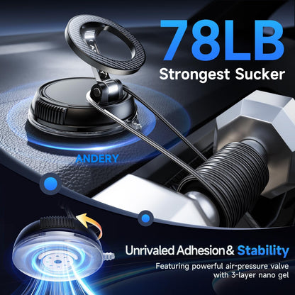 Magnetic Car Phone Holder – 360° Adjustable Suction Mount for GPS, Calls & Commutes