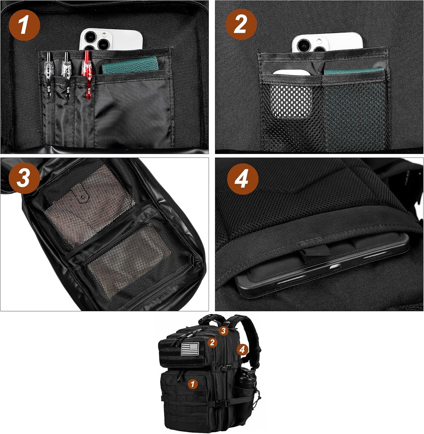 45L Military Tactical Backpack - Versatile Army Assault Pack for Men & Women with Molle System - Large Rucksack in Black