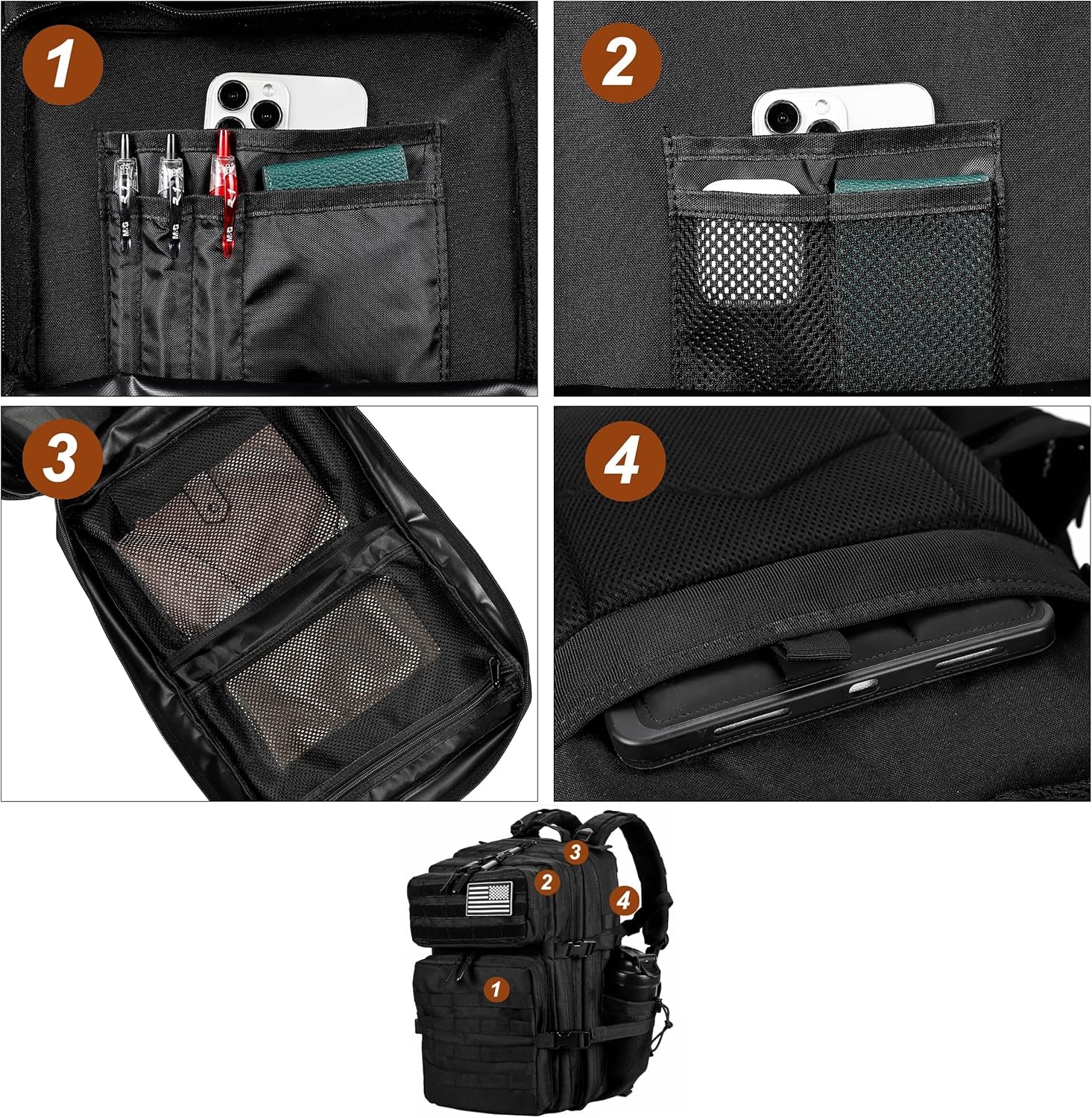 45L Military Tactical Backpack - Versatile Army Assault Pack for Men & Women with Molle System - Large Rucksack in Black