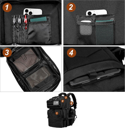 45L Military Tactical Backpack - Versatile Army Assault Pack for Men & Women with Molle System - Large Rucksack in Black