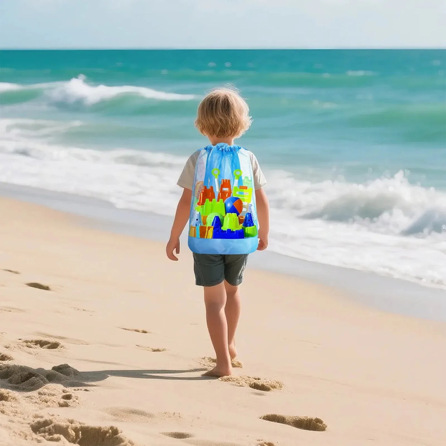 Ultimate Extra-Large Sand-Resistant Beach Backpack - Perfect Kids Pool Toy Storage for Shell Collecting, Travel & Fitness!