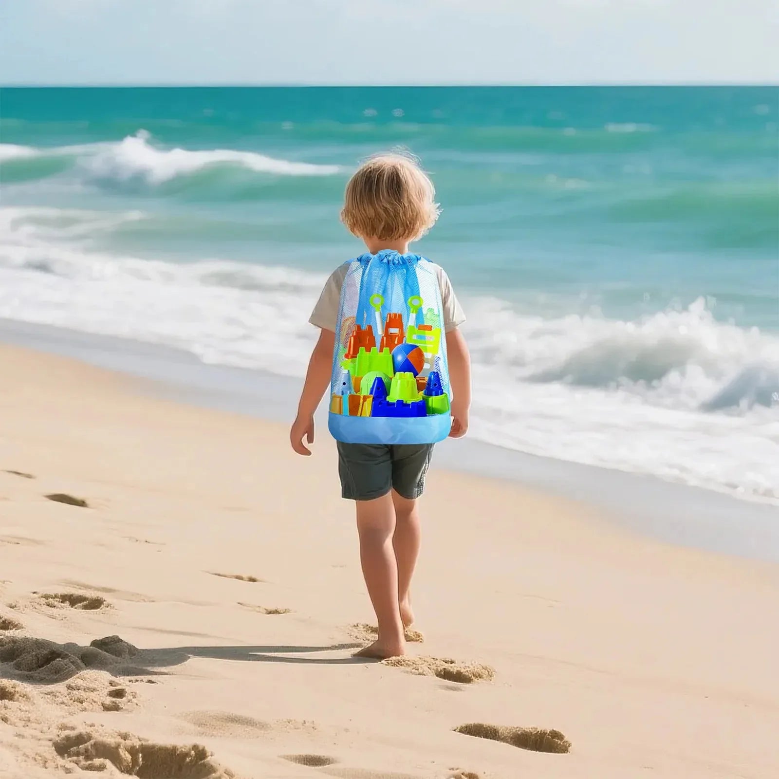 Ultimate Extra-Large Sand-Resistant Beach Backpack - Perfect Kids Pool Toy Storage for Shell Collecting, Travel & Fitness!