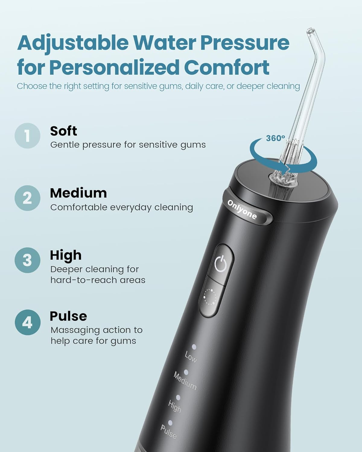 Cordless Water Flosser – Rechargeable Travel Dental Cleaner with 300ML Tank