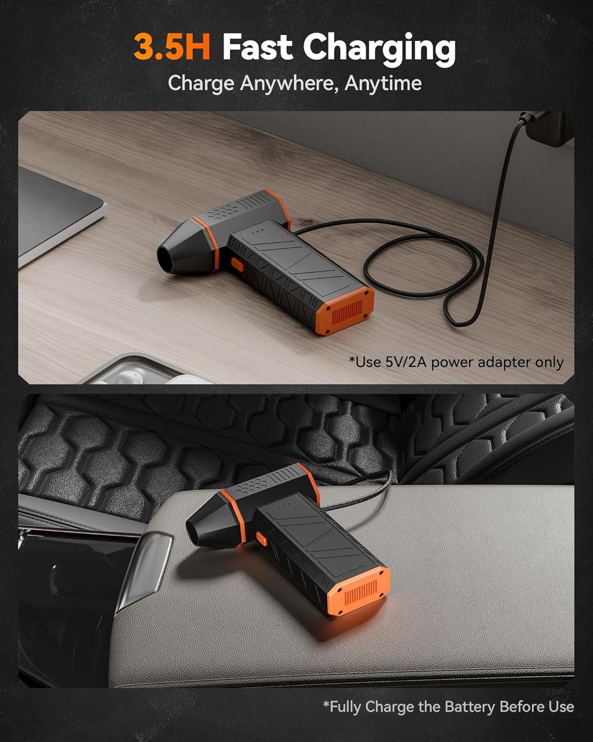 Megaflow 50 Turbo Electric Air Duster – Rechargeable Keyboard & Setup Cleaning Blower