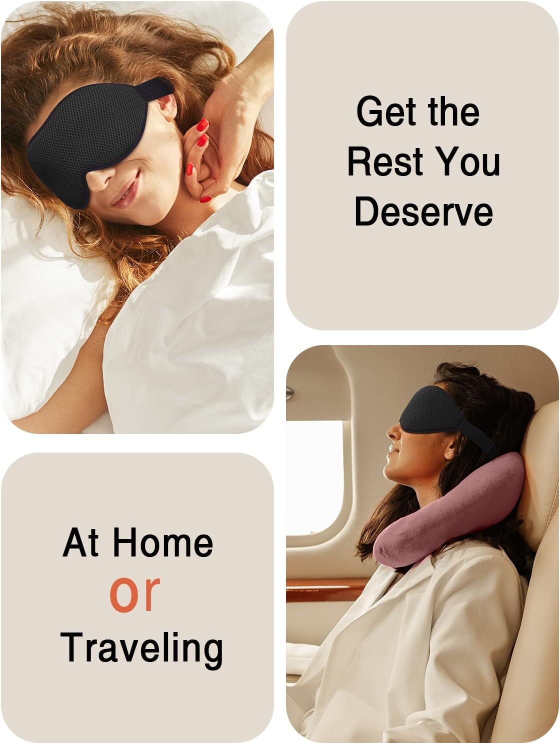 3D Blackout Sleep Mask – Soft Travel Eye Mask for Side Sleepers & Naps