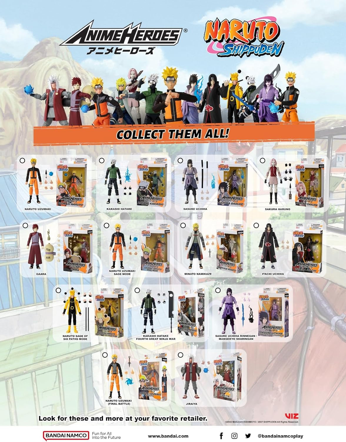Bandai Anime Heroes Naruto Shippuden Sakura Haruno 6.5-Inch Figure — 20+ Points of Articulation, Switchable Hands, Premium Manga Packaging