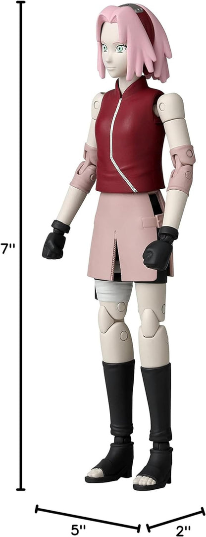 Bandai Anime Heroes Naruto Shippuden Sakura Haruno 6.5-Inch Figure — 20+ Points of Articulation, Switchable Hands, Premium Manga Packaging