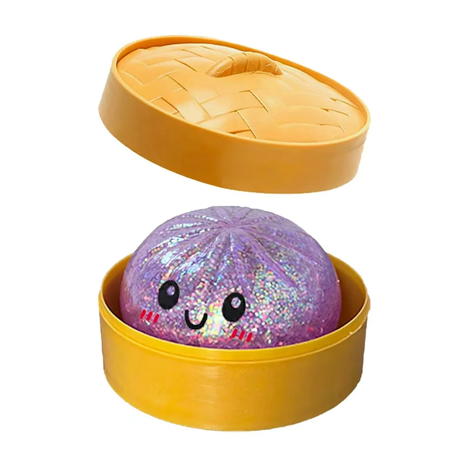 Glitter Dumpling Squishy Stress Relief Toy Set - 1 to 12 Pcs with Box for Sensory Fun