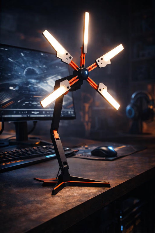 Futuristic LED Scanner Desk Lamp - Game-Inspired Sci-Fi Ambient Light for Your Space