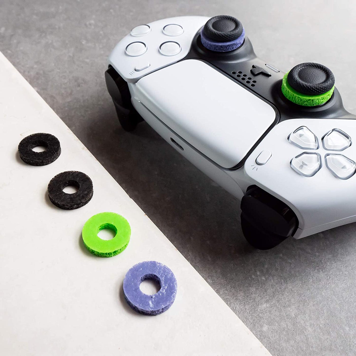 Precision Rings - Enhance Your Aim with Motion Control for PS4, PS5, Xbox One, XBX, Switch Pro & Scuf Controllers (Black/Purple/Green)