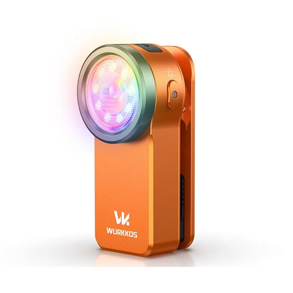 Compact RGB Mini Clip Light - 680LM USB Rechargeable Pocket Flashlight with Magnetic Base