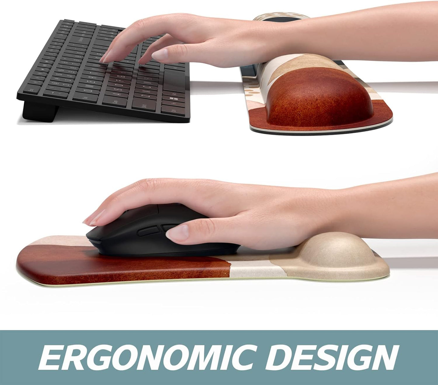 Abstract Art Mouse Pad & Keyboard Wrist Rest Set — Memory Foam Ergonomic Support, Non-Slip PU Base, Lycra Surface, PC Gaming & Office