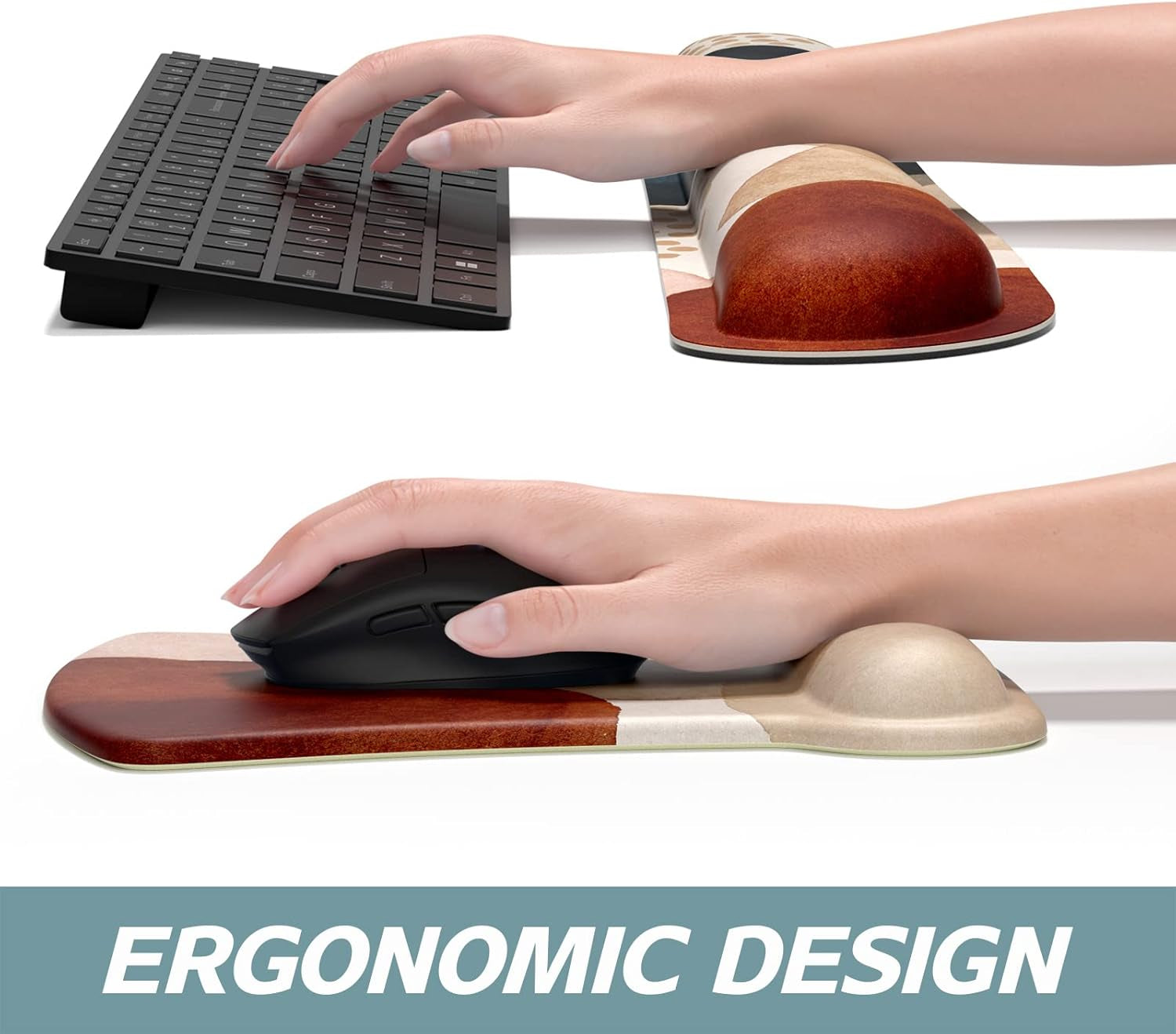 Abstract Art Mouse Pad & Keyboard Wrist Rest Set — Memory Foam Ergonomic Support, Non-Slip PU Base, Lycra Surface, PC Gaming & Office
