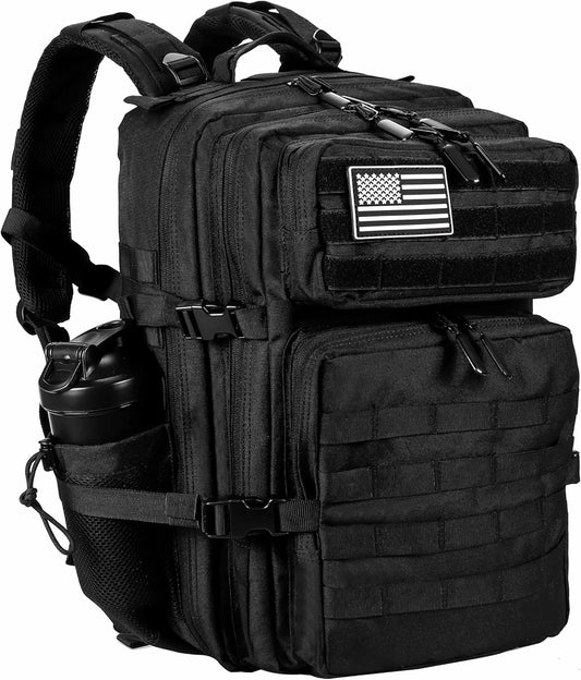 45L Military Tactical Backpack - Versatile Army Assault Pack for Men & Women with Molle System - Large Rucksack in Black