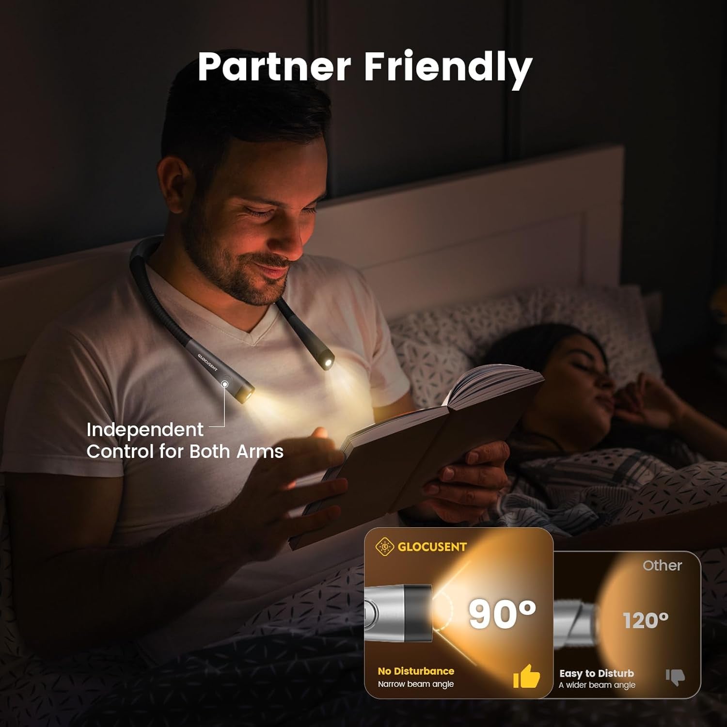 Illuminate Your Reading Experience with the Versatile 3-Color & 6-Brightness Rechargeable Neck Light - Perfect for Avid Readers, Knitters, and Campers!
