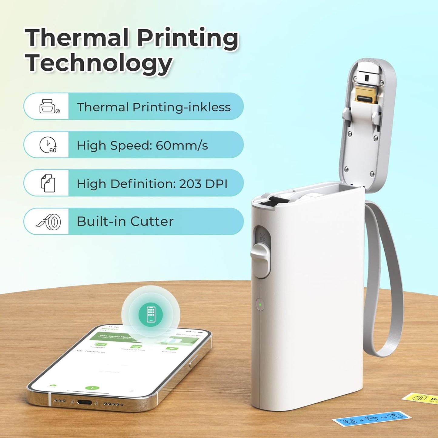 Bluetooth Mini Label Maker – Wireless Thermal Organizer Printer for Home, Desk & School
