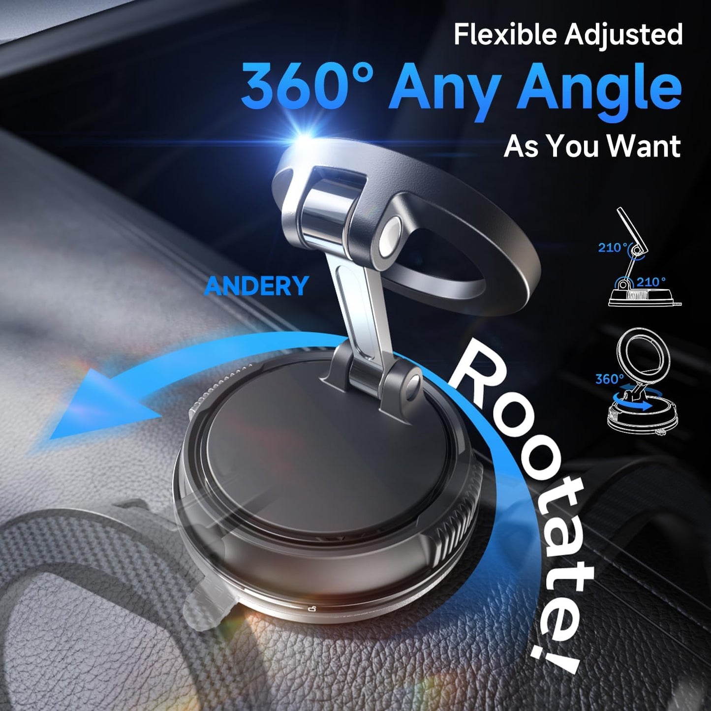 Magnetic Car Phone Holder – 360° Adjustable Suction Mount for GPS, Calls & Commutes