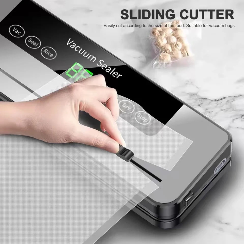 Premium Electric Vacuum Sealer with Built-In Cutter - Effortless Food Storage for Dry & Wet Items!