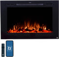 Touchstone Forte 40" Smart Electric Fireplace — Recessed Wall Mount, 30 Flame & Ember Options, 1500W Heater, Alexa & WiFi, Log & Crystal Hearth
