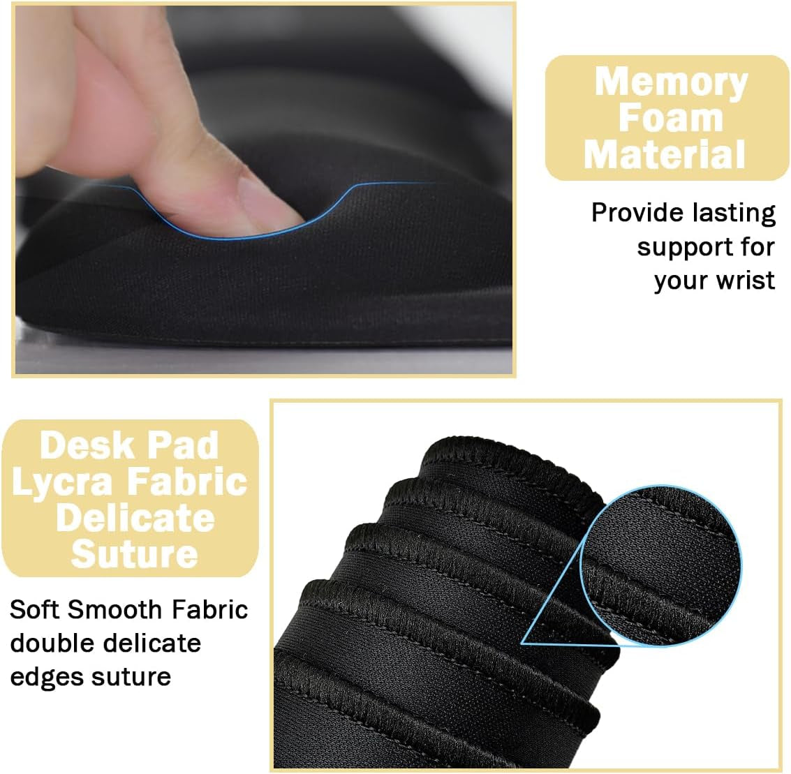 4-in-1 Memory Foam Keyboard Wrist Rest & Desk Mat Set — XL 35.4x15.7" Desk Pad, Keyboard Rest, Mouse Wrist Rest, Coaster, Non-Slip, Gaming & Office
