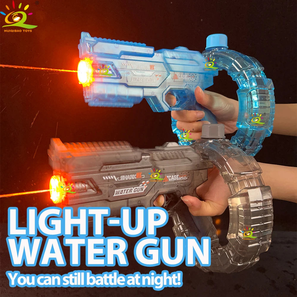 HUIQIBAO Ultimate Electric Water Gun - High-Capacity Automatic Water Pistol with LED Lights for Epic Summer Fun!