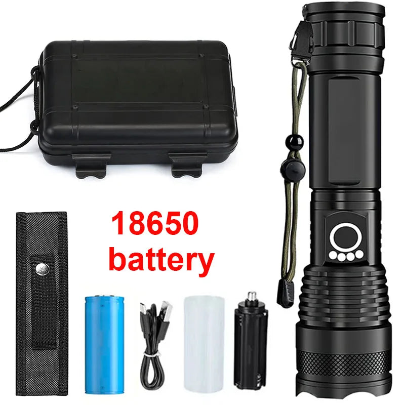 Ultra Bright Rechargeable LED Tactical Flashlight - Durable Aluminum Alloy with Zoom Feature for Camping and Fishing Adventures