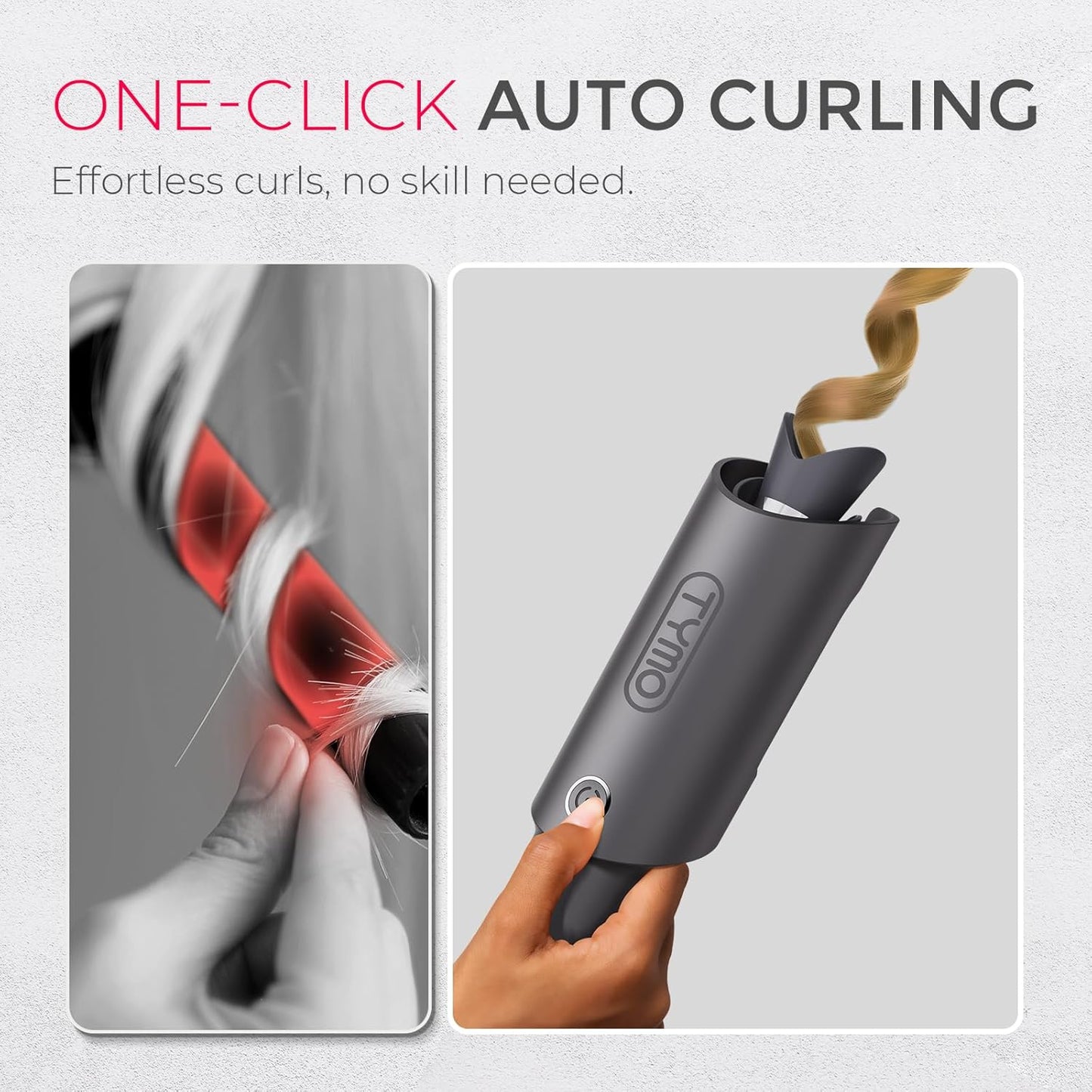 CURLPRO Automatic Rotating Curling Iron - Achieve Effortless Beach Waves with Portable, Dual Voltage Design & Ionic Technology - 1 Inch Ceramic Coating in Metallic Gray