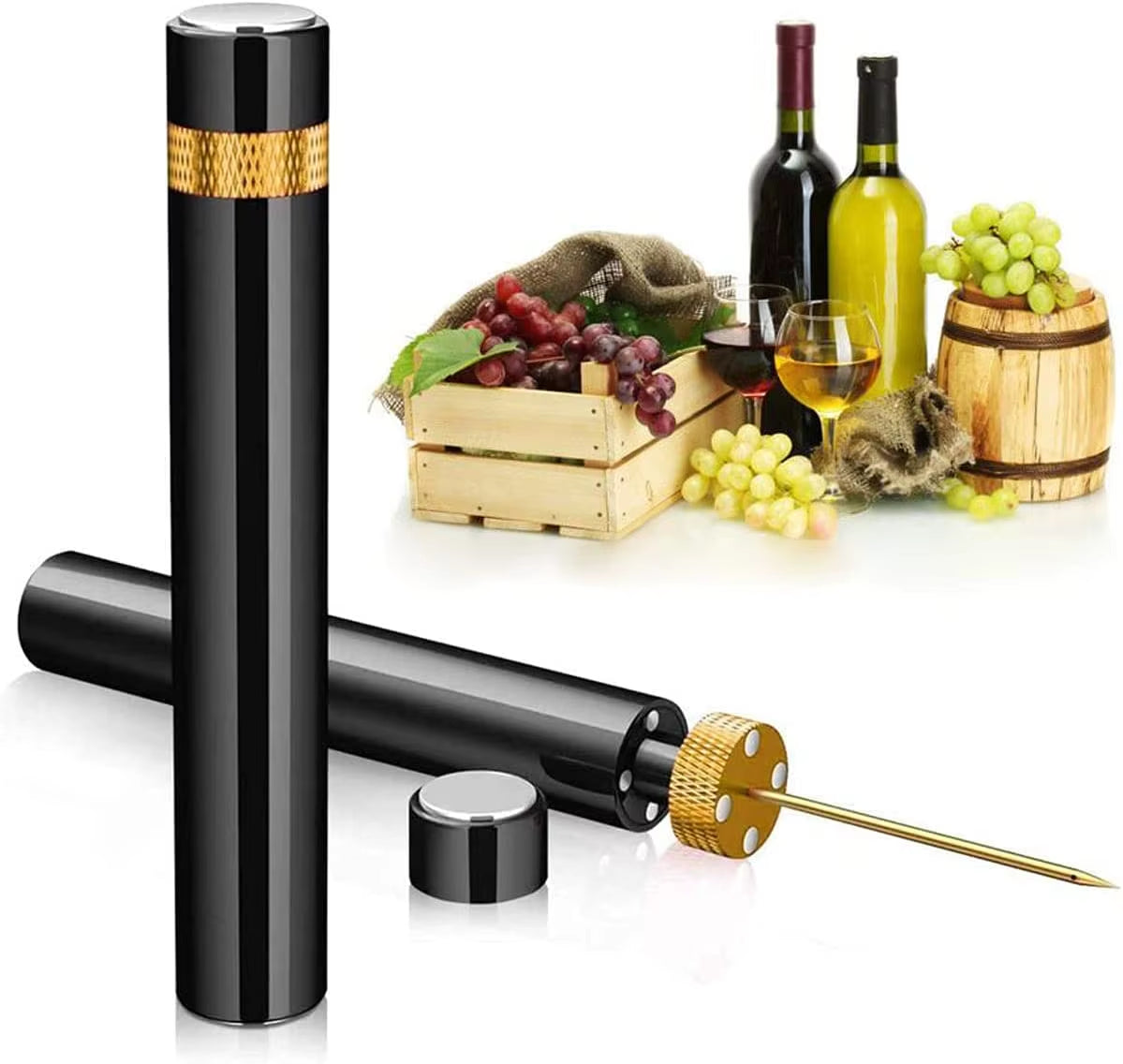 Portable Stainless Steel Air Pressure Wine Bottle Opener - Effortless Cork Remover for Home and Parties!