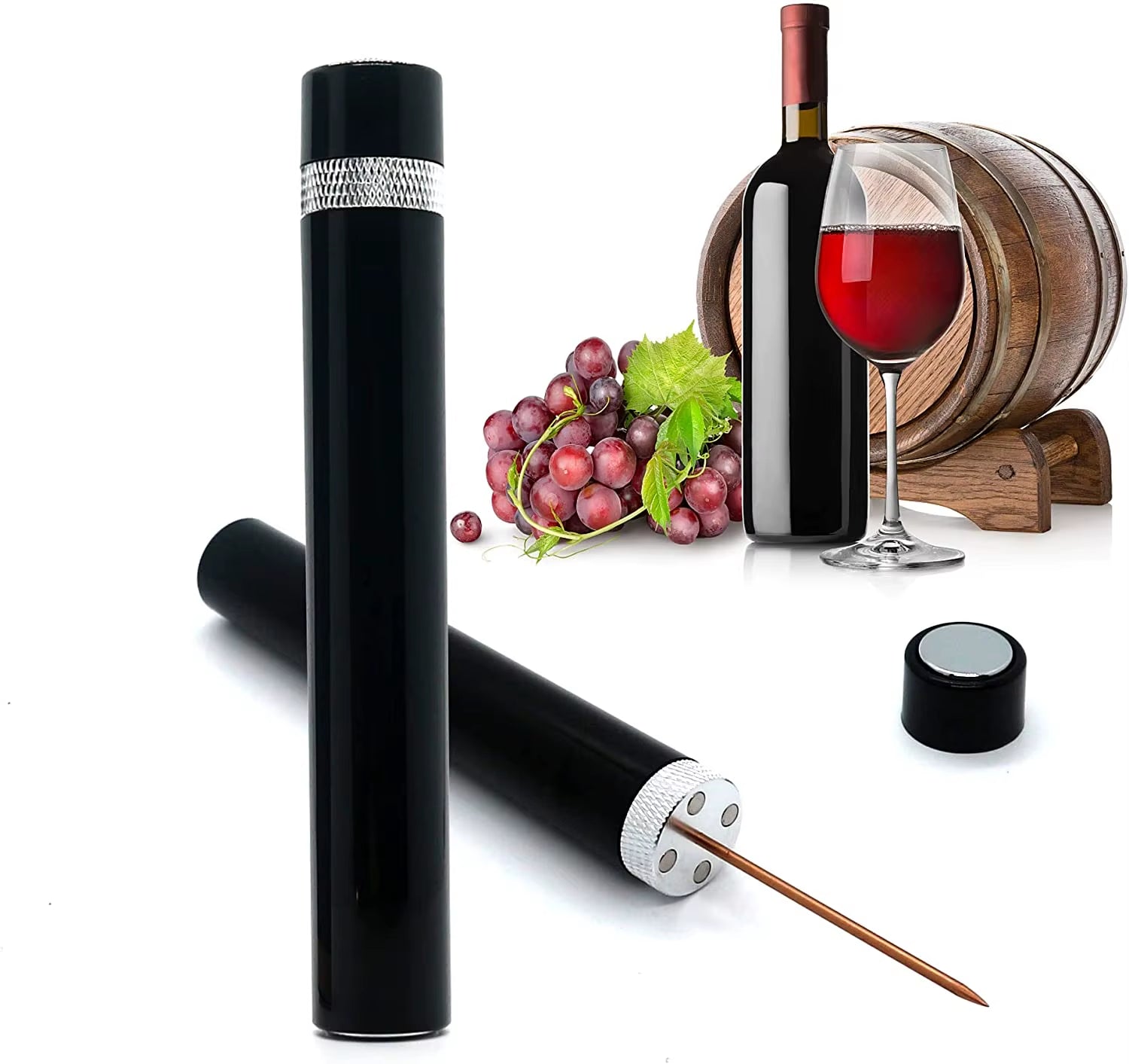 Portable Stainless Steel Air Pressure Wine Bottle Opener - Effortless Cork Remover for Home and Parties!