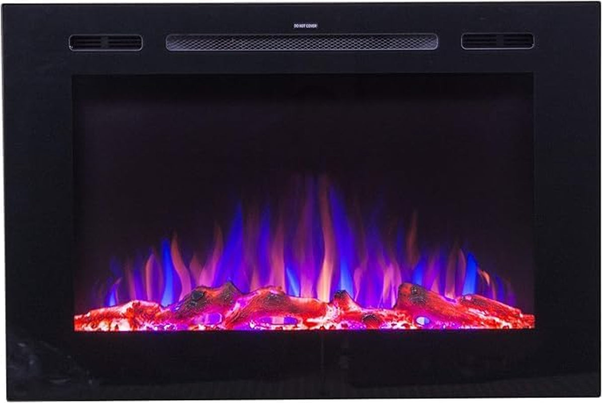 Touchstone Forte 40" Smart Electric Fireplace — Recessed Wall Mount, 30 Flame & Ember Options, 1500W Heater, Alexa & WiFi, Log & Crystal Hearth