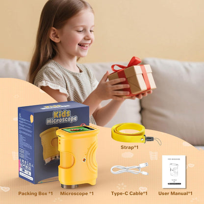 Explore the Wonders of Science with the 1000X Handheld Digital Microscope - Perfect STEM Gift for Kids Aged 3-12 with 2.0" IPS Screen