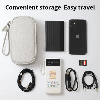 Stylish Portable Digital Storage Bag - USB Cable & Headset Organizer in Pink, Grey, Black, or Navy