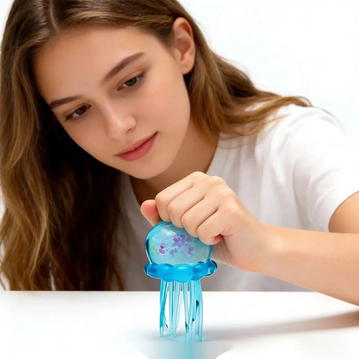 Explosive Crystal Jellyfish Squeeze Toy - Soft Rubber, Slow Rebound Decompression Fun for Kids!