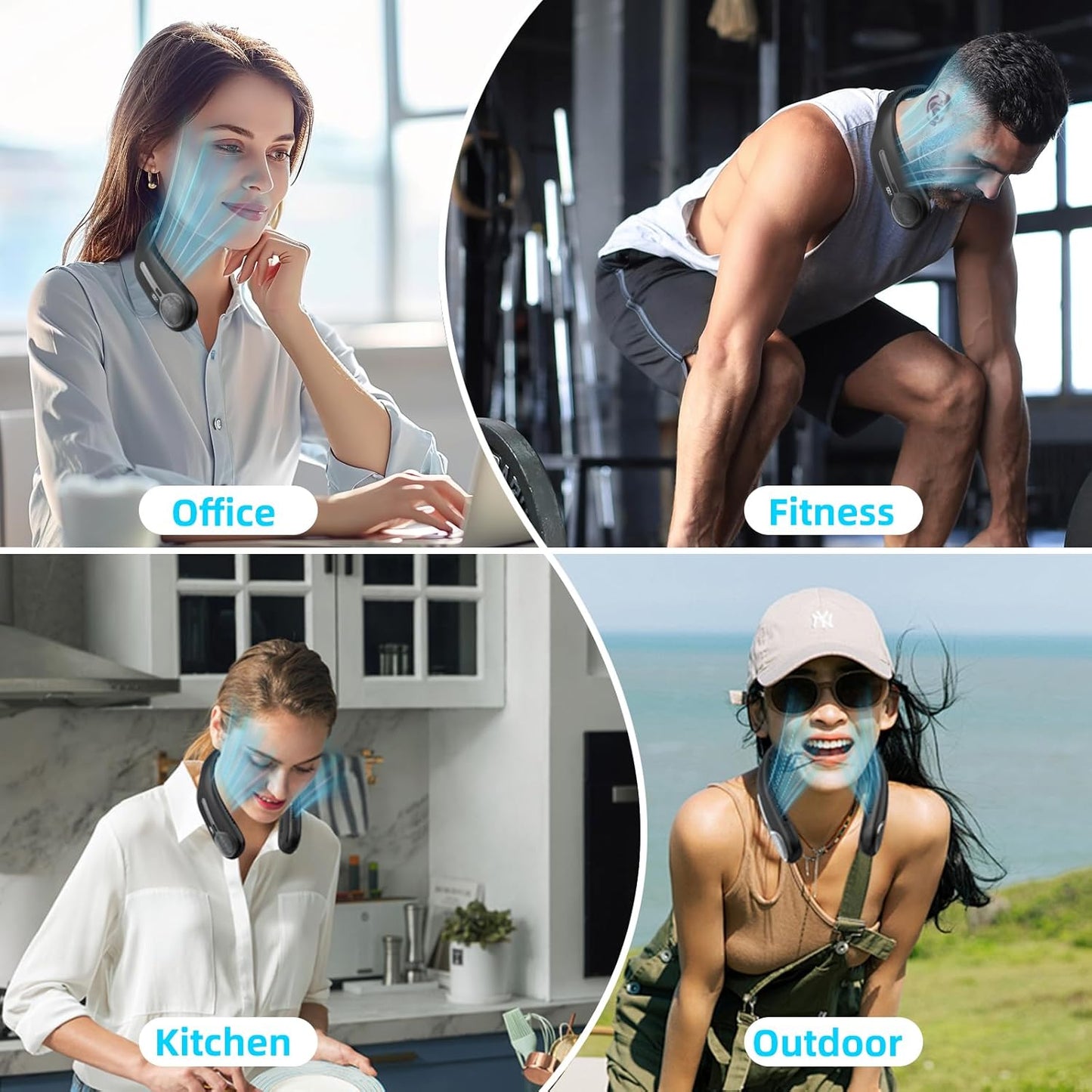 Rechargeable Neck Fan – Hands-Free Wearable Cooling Fan for Travel, Work & Summer