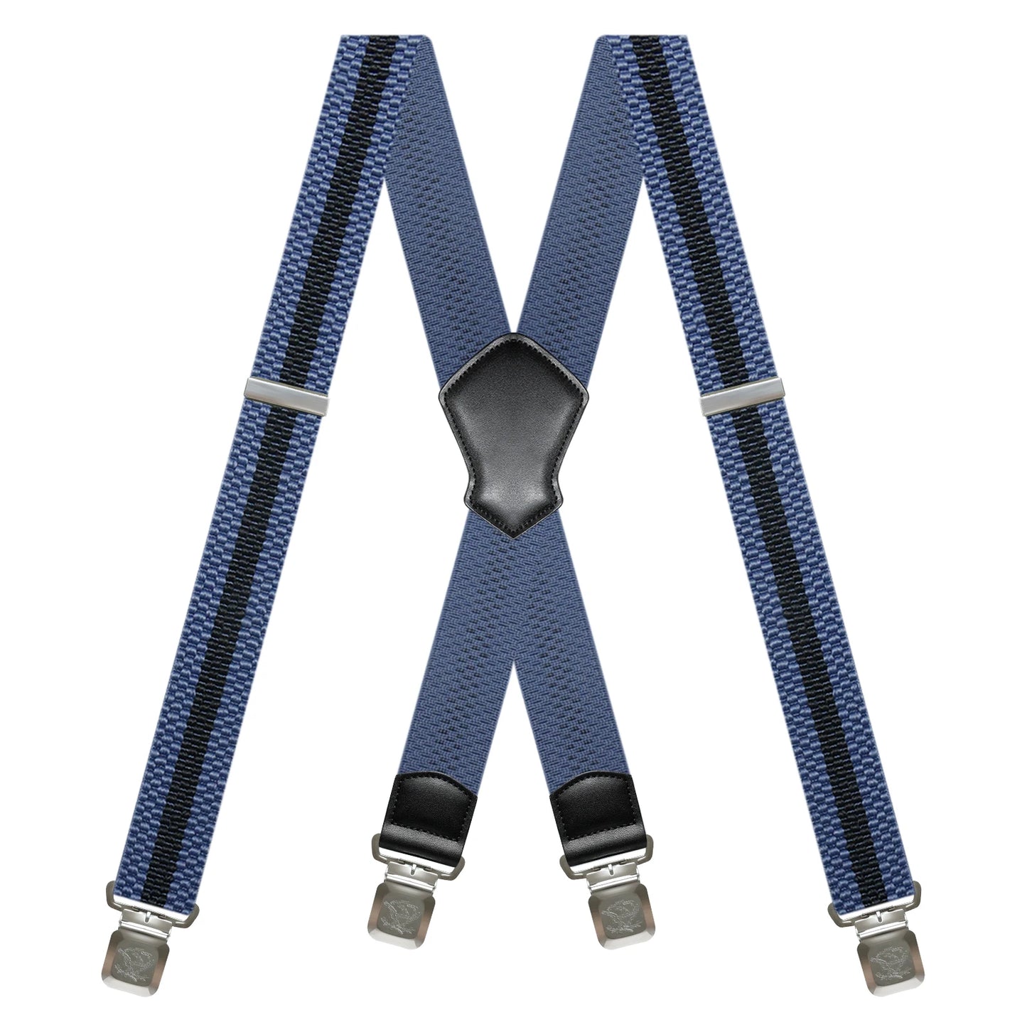 Heavy Duty 1.6 Inch Wide Black Suspenders for Men - Adjustable X Back Elastic Work Braces for Jeans and Dress Pants