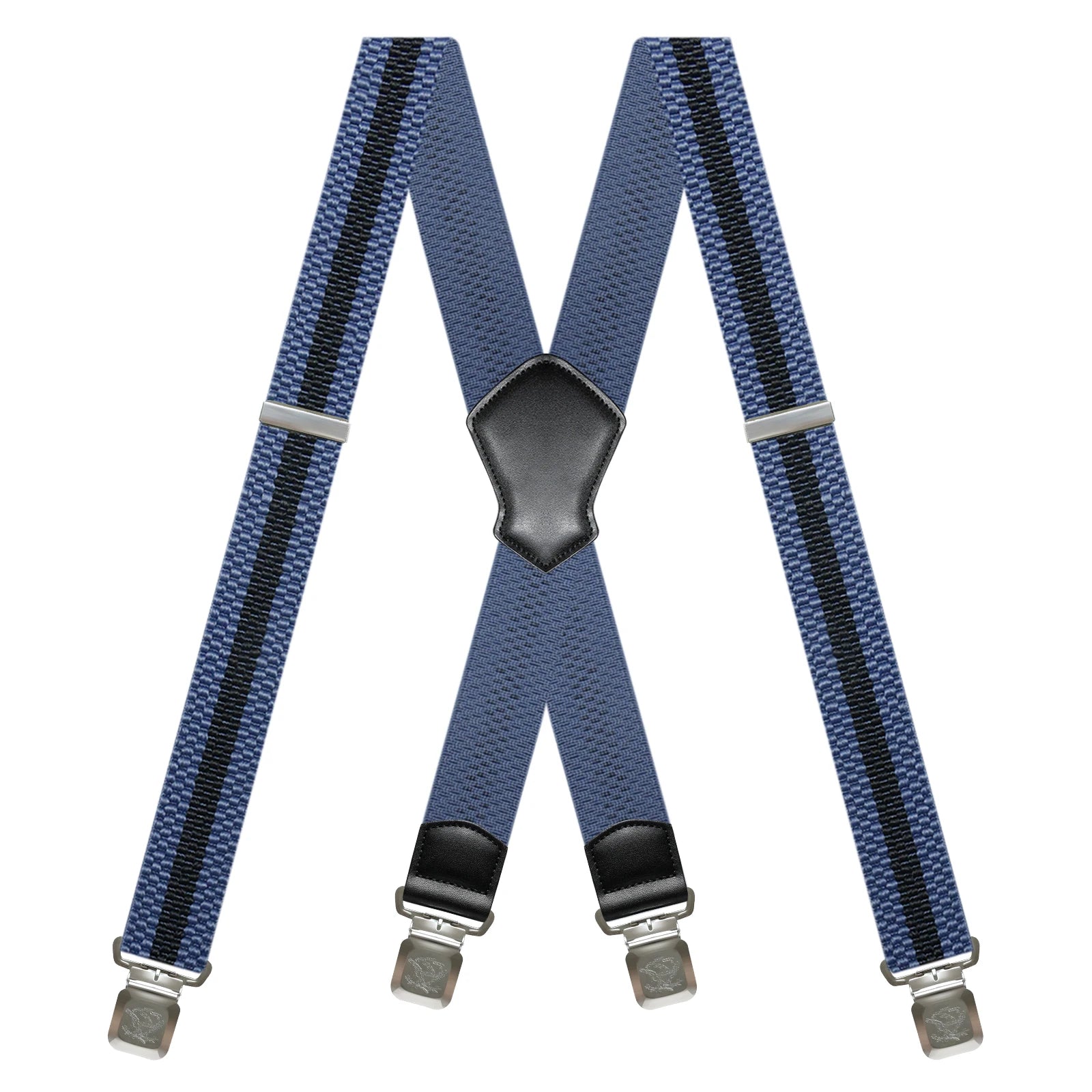Heavy Duty 1.6 Inch Wide Black Suspenders for Men - Adjustable X Back Elastic Work Braces for Jeans and Dress Pants