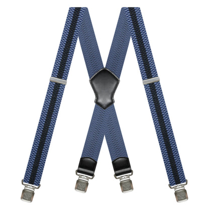 Heavy Duty 1.6 Inch Wide Black Suspenders for Men - Adjustable X Back Elastic Work Braces for Jeans and Dress Pants