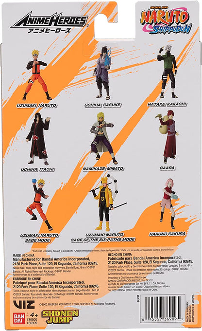 Bandai Anime Heroes Naruto Shippuden Sakura Haruno 6.5-Inch Figure — 20+ Points of Articulation, Switchable Hands, Premium Manga Packaging