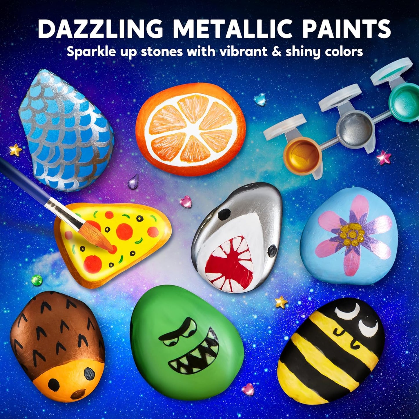 Glow in the Dark Rock Painting Kit - Unleash Creativity with 12 Vibrant Paints for Kids Ages 6-12 - Perfect Arts & Crafts Gift for Birthday Parties and Creative Play