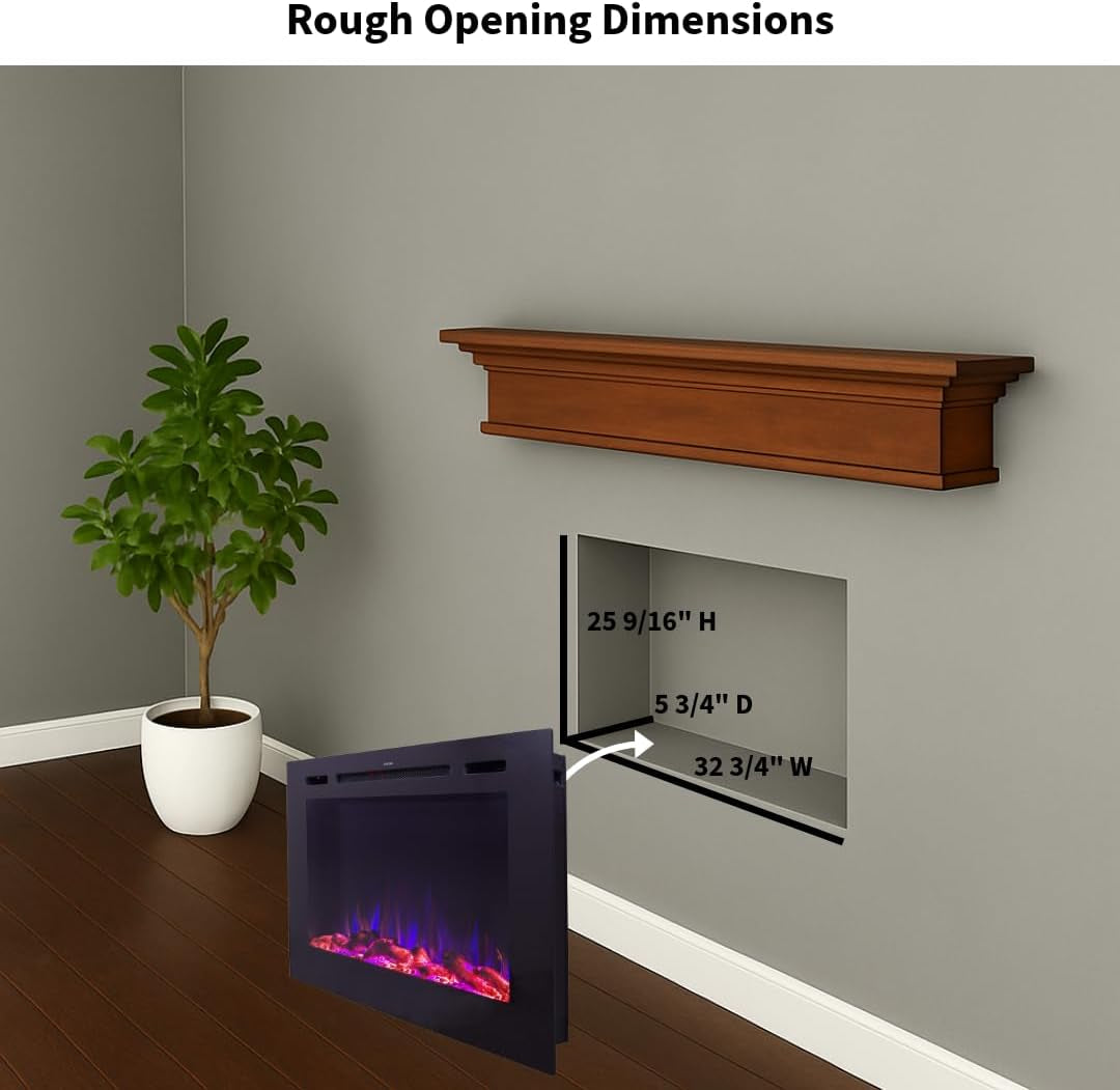 Touchstone Forte 40" Smart Electric Fireplace — Recessed Wall Mount, 30 Flame & Ember Options, 1500W Heater, Alexa & WiFi, Log & Crystal Hearth