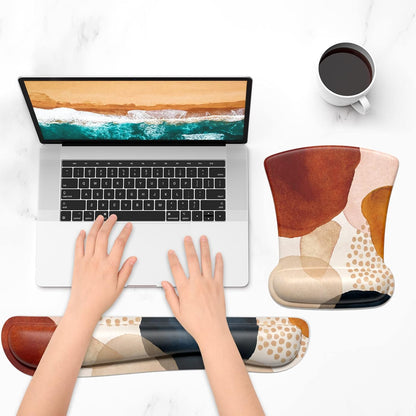Abstract Art Mouse Pad & Keyboard Wrist Rest Set — Memory Foam Ergonomic Support, Non-Slip PU Base, Lycra Surface, PC Gaming & Office