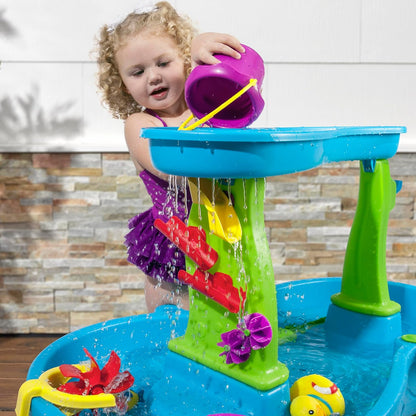 Toddler Rain Shower Water Table – Backyard Sensory Splash Playset with Accessories