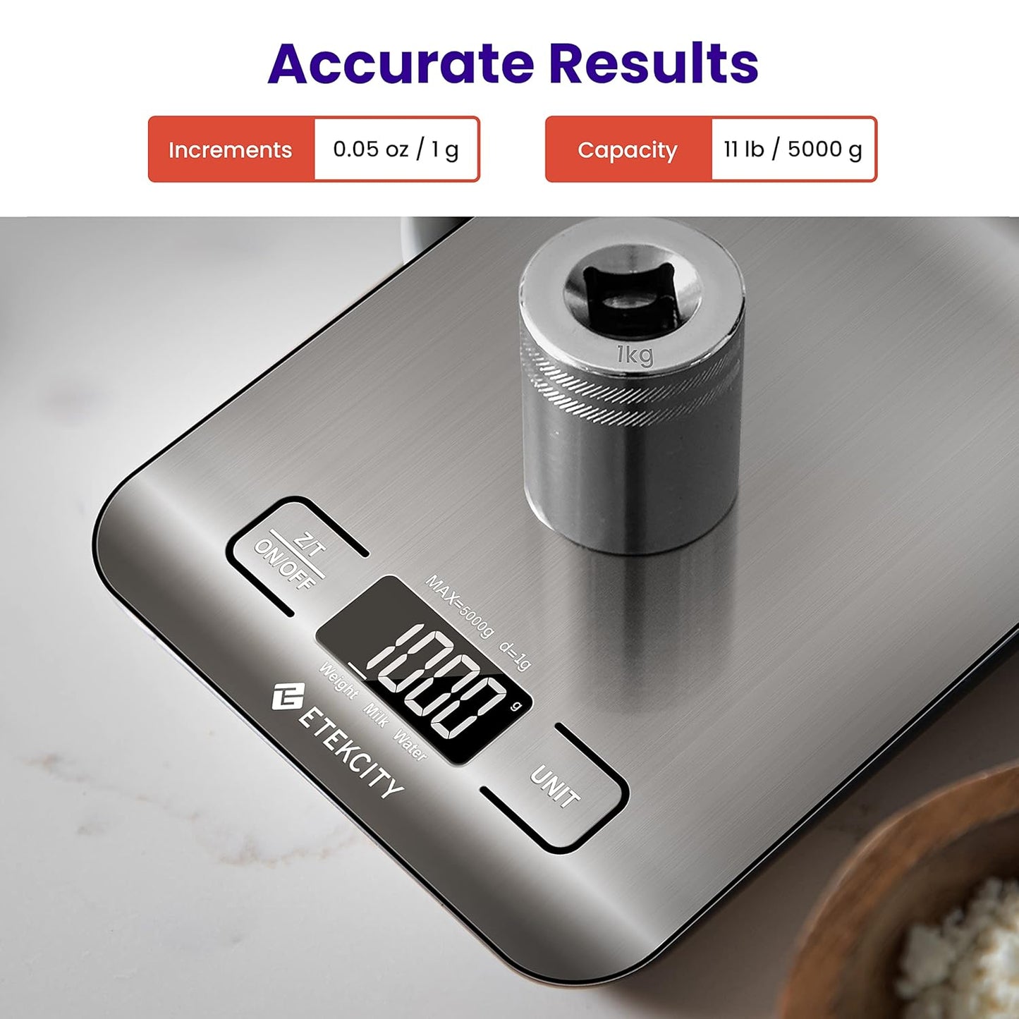 Digital Kitchen Scale – Compact Food Scale for Baking, Meal Prep & Cooking